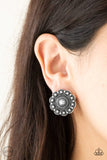 Foxy Flower Gardens - Silver Clip-On Earrings - Paparazzi Accessories Clip-On Earrings Bedazzle Me Pretty Mobile Fashion Boutique