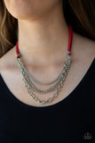 Free Roamer - Red Necklace - Paparazzi Accessories Necklace Bedazzle Me Pretty Mobile Fashion Boutique