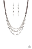 Free Roamer - Silver Necklace - Paparazzi Accessories Necklace Bedazzle Me Pretty Mobile Fashion Boutique
