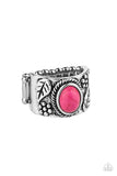 Free-Spirited Fields - Pink Ring - Paparazzi Accessories Ring Bedazzle Me Pretty Mobile Fashion Boutique