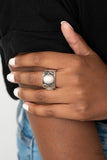 Free-Spirited Fields - White Ring - Paparazzi Accessories Ring Bedazzle Me Pretty Mobile Fashion Boutique