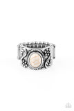 Free-Spirited Fields - White Ring - Paparazzi Accessories Ring Bedazzle Me Pretty Mobile Fashion Boutique