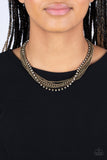 Free to CHAINge My Mind - Brass Necklace - Paparazzi Accessories Necklace Bedazzle Me Pretty Mobile Fashion Boutique