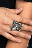 Free To Fly - White Ring - Paparazzi Accessories Ring Bedazzle Me Pretty Mobile Fashion Boutique