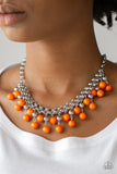 Friday Night Fringe - Orange Necklace - Paparazzi Accessories Necklace Bedazzle Me Pretty Mobile Fashion Boutique
