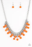 Friday Night Fringe - Orange Necklace - Paparazzi Accessories Necklace Bedazzle Me Pretty Mobile Fashion Boutique