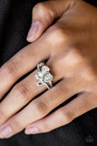 Friends In High-End Places - White Ring - Paparazzi Accessories Ring Bedazzle Me Pretty Mobile Fashion Boutique