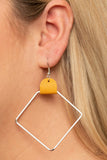 Friends of a LEATHER - Yellow Earrings - Paparazzi Accessories Earrings Bedazzle Me Pretty Mobile Fashion Boutique