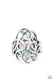 FRILL Out! - Blue Ring - Paparazzi Accessories Ring Bedazzle Me Pretty Mobile Fashion Boutique