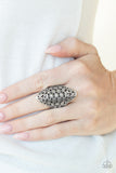 FRILL Ride - Silver Ring - Paparazzi Accessories Ring Bedazzle Me Pretty Mobile Fashion Boutique
