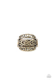 FRILLED To Be Here - Brass Ring - Paparazzi Accessories Ring Bedazzle Me Pretty Mobile Fashion Boutique
