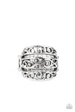 FRILLED To Be Here - Silver Ring - Paparazzi Accessories Ring Bedazzle Me Pretty Mobile Fashion Boutique