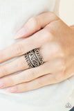 FRILLED To Be Here - Silver Ring - Paparazzi Accessories Ring Bedazzle Me Pretty Mobile Fashion Boutique