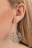 Frilly Finesse - Silver Earrings - Paparazzi Accessories Earrings Bedazzle Me Pretty Mobile Fashion Boutique
