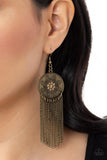 Fringe Control - Brass Earrings - Paparazzi Accessories Earrings Bedazzle Me Pretty Mobile Fashion Boutique