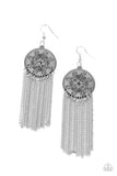 Fringe Control - Silver Earrings - Paparazzi Accessories Earrings Bedazzle Me Pretty Mobile Fashion Boutique