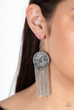 Fringe Control - Silver Earrings - Paparazzi Accessories Earrings Bedazzle Me Pretty Mobile Fashion Boutique