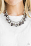 Fringe Fabulous - Silver Necklace - Paparazzi Accessories Necklace Bedazzle Me Pretty Mobile Fashion Boutique