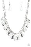 Fringe Fabulous - White Necklace - Paparazzi Accessories Necklace Bedazzle Me Pretty Mobile Fashion Boutique