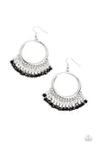Fringe Fanfare - Black Earrings - Paparazzi Accessories Earrings Bedazzle Me Pretty Mobile Fashion Boutique
