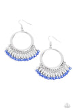 Fringe Fanfare - Blue Earrings - Paparazzi Accessories Earrings Bedazzle Me Pretty Mobile Fashion Boutique