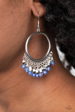 Fringe Fanfare - Blue Earrings - Paparazzi Accessories Earrings Bedazzle Me Pretty Mobile Fashion Boutique