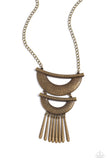 Fringe Festival - Brass Necklace - Paparazzi Accessories Necklace Bedazzle Me Pretty Mobile Fashion Boutique