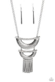 Fringe Festival - Silver Necklace - Paparazzi Accessories Necklace Bedazzle Me Pretty Mobile Fashion Boutique