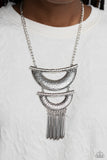 Fringe Festival - Silver Necklace - Paparazzi Accessories Necklace Bedazzle Me Pretty Mobile Fashion Boutique