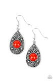 From POP To Bottom - Red Earrings - Paparazzi Accessories Bedazzle Me Pretty Mobile Fashion Boutique