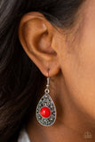 From POP To Bottom - Red Earrings - Paparazzi Accessories Bedazzle Me Pretty Mobile Fashion Boutique