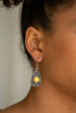 From POP To Bottom - Yellow Earrings - Paparazzi Accessories Earrings Bedazzle Me Pretty Mobile Fashion Boutique