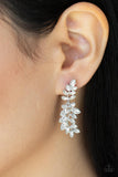 Frond Fairytale - White Post Earrings - Paparazzi Accessories Post Earrings Bedazzle Me Pretty Mobile Fashion Boutique