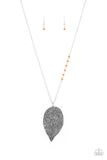 Frond Fantasy - Orange Necklace - Paparazzi Accessories Necklace Bedazzle Me Pretty Mobile Fashion Boutique
