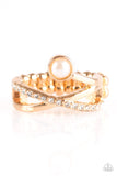 Front GLAM - Gold Ring - Paparazzi Accessories Ring Bedazzle Me Pretty Mobile Fashion Boutique