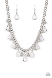 Frosted and Framed - White Necklace - Paparazzi Accessories Necklace Bedazzle Me Pretty Mobile Fashion Boutique