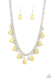 Frosted and Framed - Yellow Necklace - Paparazzi Accessories Necklace Bedazzle Me Pretty Mobile Fashion Boutique