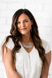 Frosted Foliage - Blue Necklace - Paparazzi Accessories Necklace Bedazzle Me Pretty Mobile Fashion Boutique