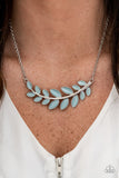 Frosted Foliage - Blue Necklace - Paparazzi Accessories Necklace Bedazzle Me Pretty Mobile Fashion Boutique