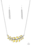 Frosted Foliage - Yellow Necklace - Paparazzi Accessories Necklace Bedazzle Me Pretty Mobile Fashion Boutique