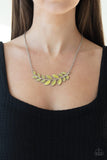 Frosted Foliage - Yellow Necklace - Paparazzi Accessories Necklace Bedazzle Me Pretty Mobile Fashion Boutique