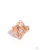 Full-Fledged Filigree - Copper Ring - Paparazzi Accessories Ring Bedazzle Me Pretty Mobile Fashion Boutique