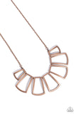 Full-Fledged Framed - Copper Necklace - Paparazzi Accessories Necklace Bedazzle Me Pretty Mobile Fashion Boutique
