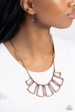 Full-Fledged Framed - Copper Necklace - Paparazzi Accessories Necklace Bedazzle Me Pretty Mobile Fashion Boutique
