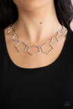 Full Frame Fashion - Silver Necklace - Paparazzi Accessories Necklace Bedazzle Me Pretty Mobile Fashion Boutique