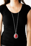 Full Frontier - Red Necklace - Paparazzi Accessories Necklace Bedazzle Me Pretty Mobile Fashion Boutique