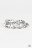 Full Of WANDER - White Bracelet - Paparazzi Accessories Bracelet Bedazzle Me Pretty Mobile Fashion Boutique
