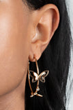 Full Out Flutter - Gold Earrings - Paparazzi Accessories Earrings Bedazzle Me Pretty Mobile Fashion Boutique