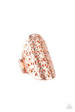 Full Out Frill - Copper Ring - Paparazzi Accessories Ring Bedazzle Me Pretty Mobile Fashion Boutique