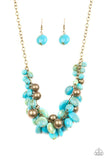 Full Out Fringe - Blue Necklace - Paparazzi Accessories Necklace Bedazzle Me Pretty Mobile Fashion Boutique